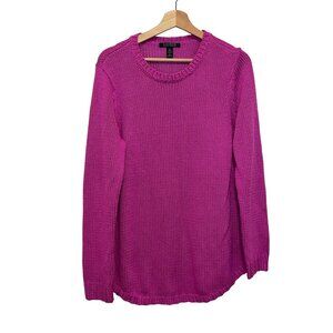 Lauren Ralph Lauren Hot Pink Knit Crewneck Long Sleeve Sweater Women's Top Size